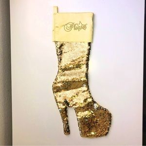 Christmas Stocking, Hight heel Gold sequin from Pleaser